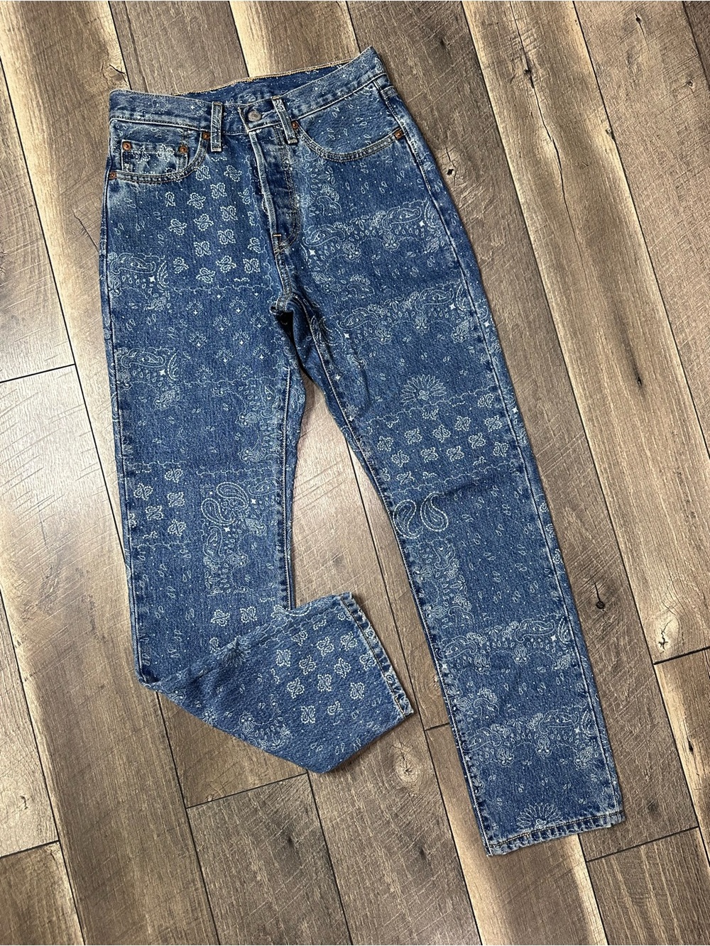 Levi’s 501 Paisley Printed Buttonfly Straight Leg Jeans